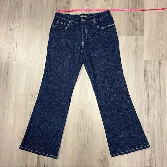 Girlfriends LA vintage y2k deadstock bootcut sparkly jeans NWOT Sz 15 stretchy - Picture 12 of 14